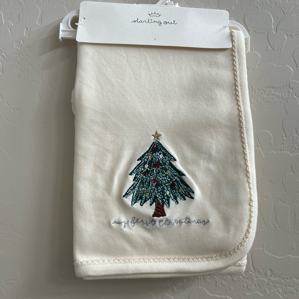 Starting Out My First Christmas and Christmas Tree Embroidered Blanket